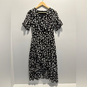 Cute Black Summer Floral Dress with White Daisies